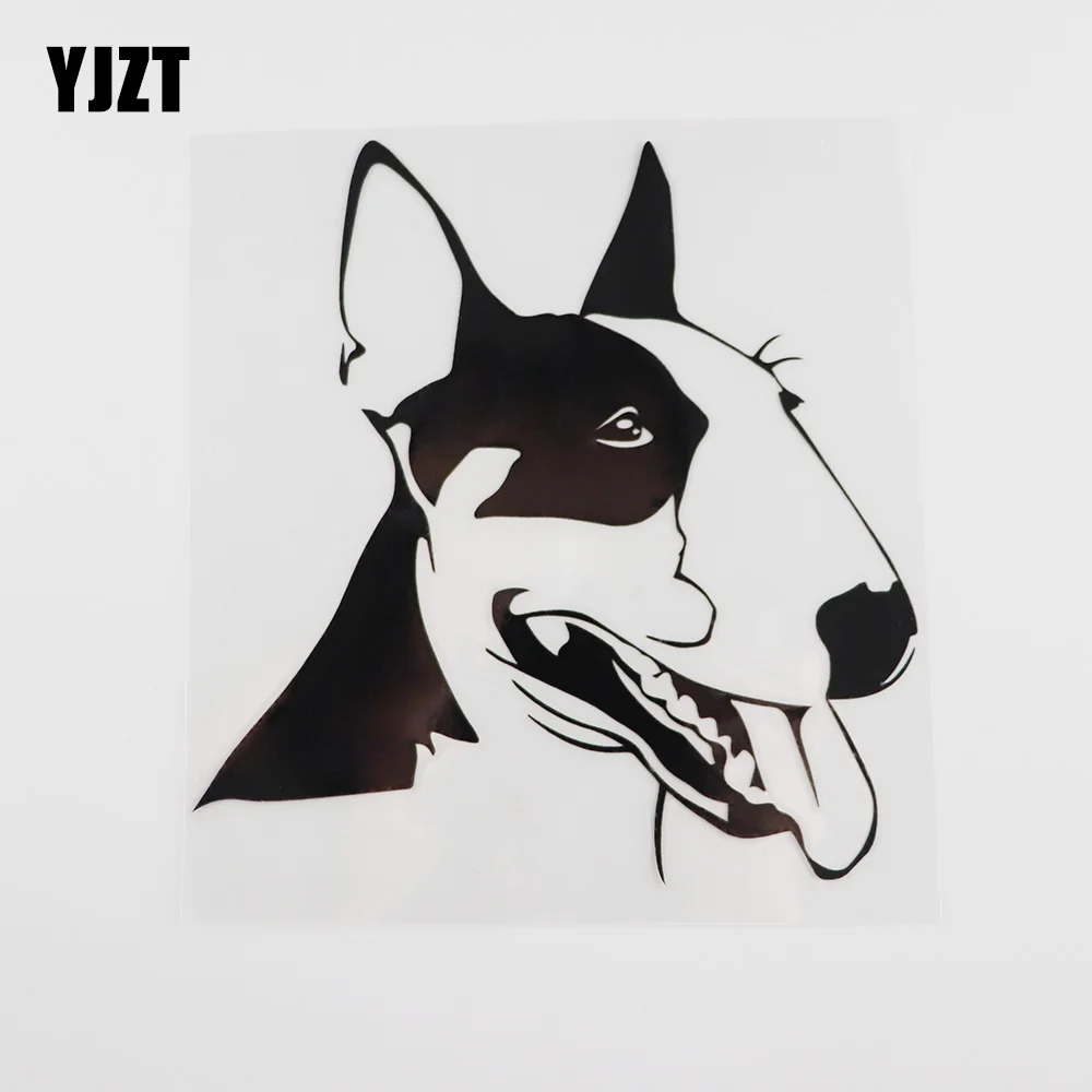 YJZT 14.7CMX15.2CM Animal Decal Pet Bull Terrier Dog Vinyl Car Sticker Black/Silver 8A-0006 | Автомобили и мотоциклы