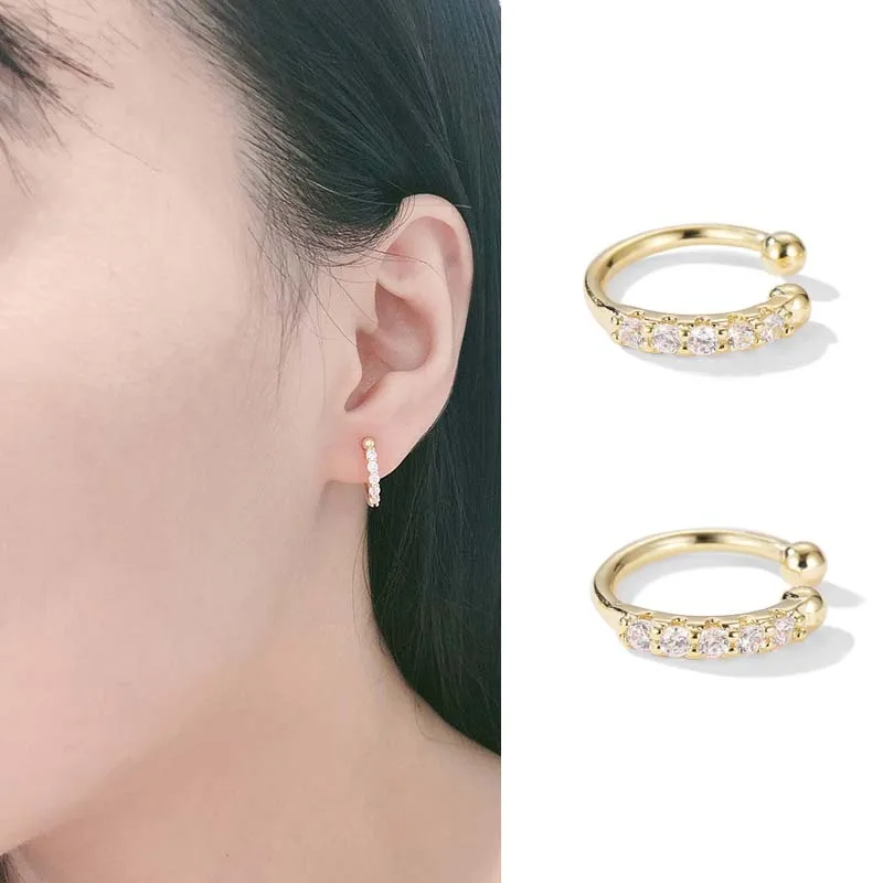 

Fashion Gold Crystal Ear Clip Earring for Women Without Piercing Vintage Elegant French Ear Cuff Temperament Jewelry Gift