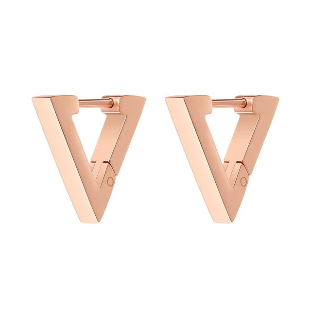 Stainless Steel Hoop Earrings for Women Men Black Rose Gold Plated Circle Round Earring Geometric Classic Cartilage Earrings EH696 Rose Gold