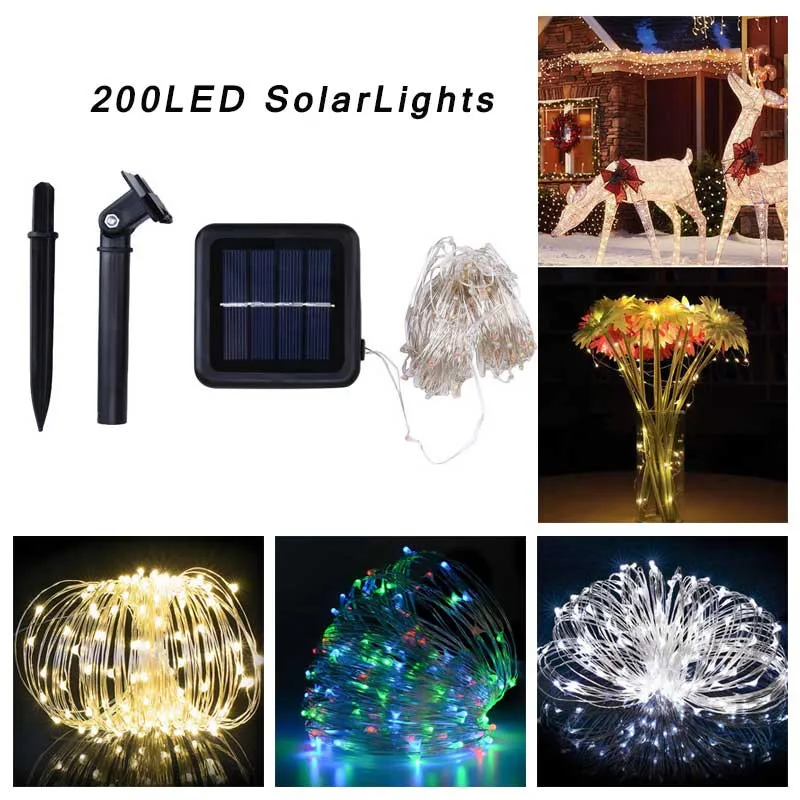 20 м 200LED Солнечные гирлянды Рождество Свадебная вечеринка открытый праздничный декор для сада Рождественский Декор Гостиная фестиваль 19SEP26