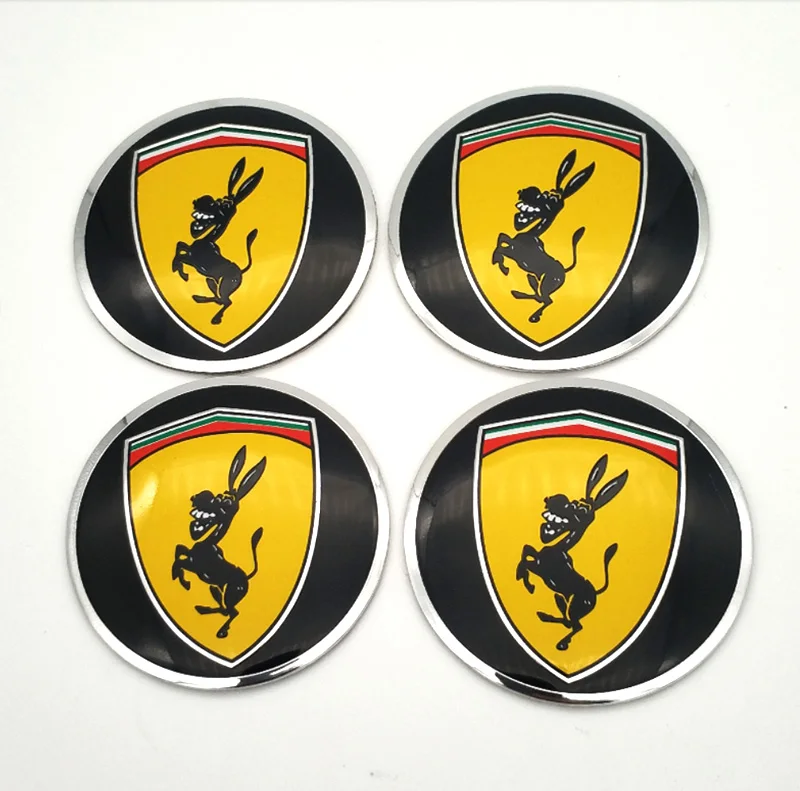 4 шт., 56,5 мм или 65 мм, логотип лошади или Ослика, сплав, крышка ступицы колеса, наклейка, 3D эмблема, колесные диски, автомобильный значок Boday для Ferrari
