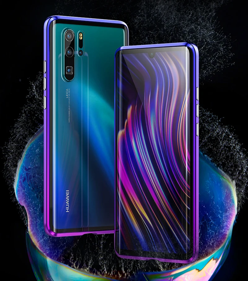Роскошный защитный чехол с магнитным стеклом для huawei P20 Lite P30 Pro 360, задняя крышка из закаленного стекла для mate 20 Lite, чехол