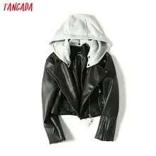 Tangada, Женская куртка из искусственной кожи с капюшоном, пальто,, искусственная кожа, куртка-бомбер для мальчика, стиль high street, верхняя одежда, пальто, 5B05
