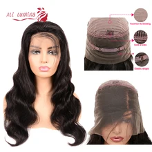 Али люмина 360 парик на кружеве волнистые волосы remy парик с Фронтом шнурка бразильский предварительно выщипанный парик для волос