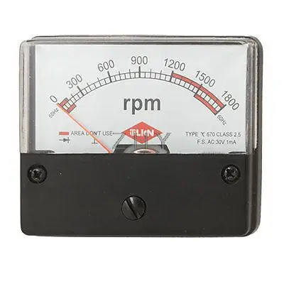 

0-1800RPM Scale Range AC 30V Plastic Metal RPM Panel Meter
