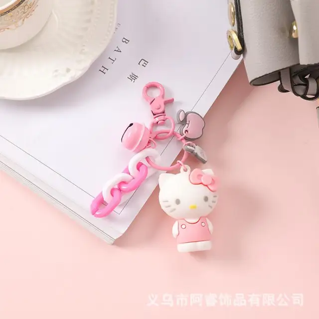 New Sanrio Cartoon Kawaii Keychain Doll Hello KT Kuromi Cinnamoroll Pompom Purin Mymelody Key Chain Car Bag Couple Pendant 2