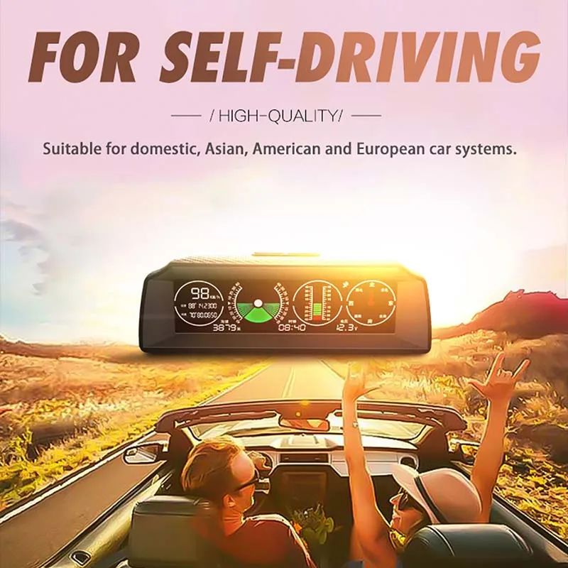 Gps измеритель скорости уклона Инклинометр автомобильный HUD автомобильный угол наклона транспортир Широта Долгота умный компас измеритель скорости