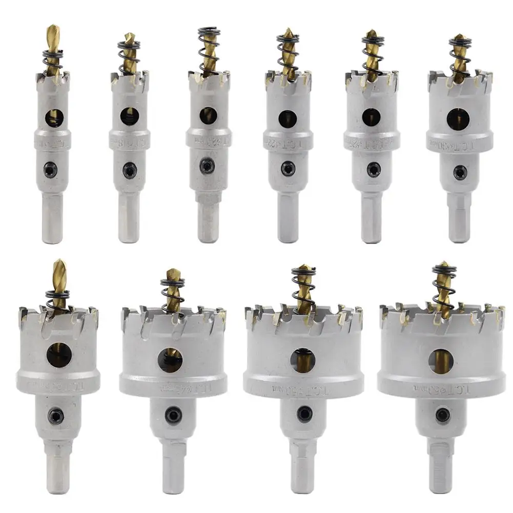 

Carbide Tip TCT Drill Bit Hole Saws Set Metal Alloy Hole Saw Kits For Carbide Metal Cutter Tool Thick Steel Plates Drilling #40