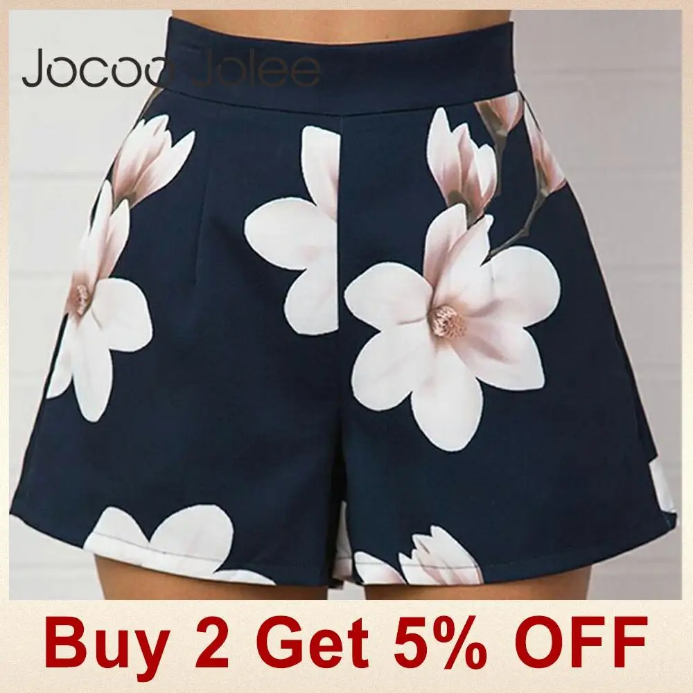Jocoo Jolee модные летние сексуальные шорты для женщин с высокой талией на молнии с цветочным принтом для девушек повседневные свободные короткие брюки