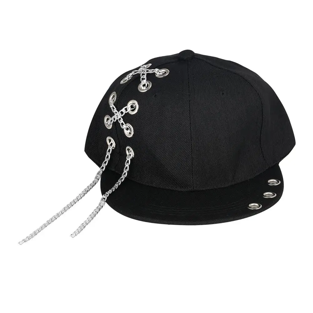 

Black Piercing Ring Men Outdoor Basketball Caps Punk Chain Casquettes Baseball Hats Summer Hip Hop Kids Snapback Sports Hats