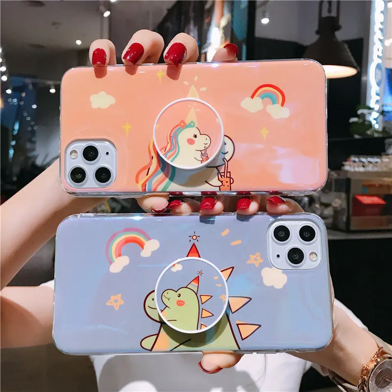 

Cute unicorn stand holder phone case for iphone 6S 7 8 plus 11 Pro Max X XS MAX XR 3D lovely cartoon phone cover