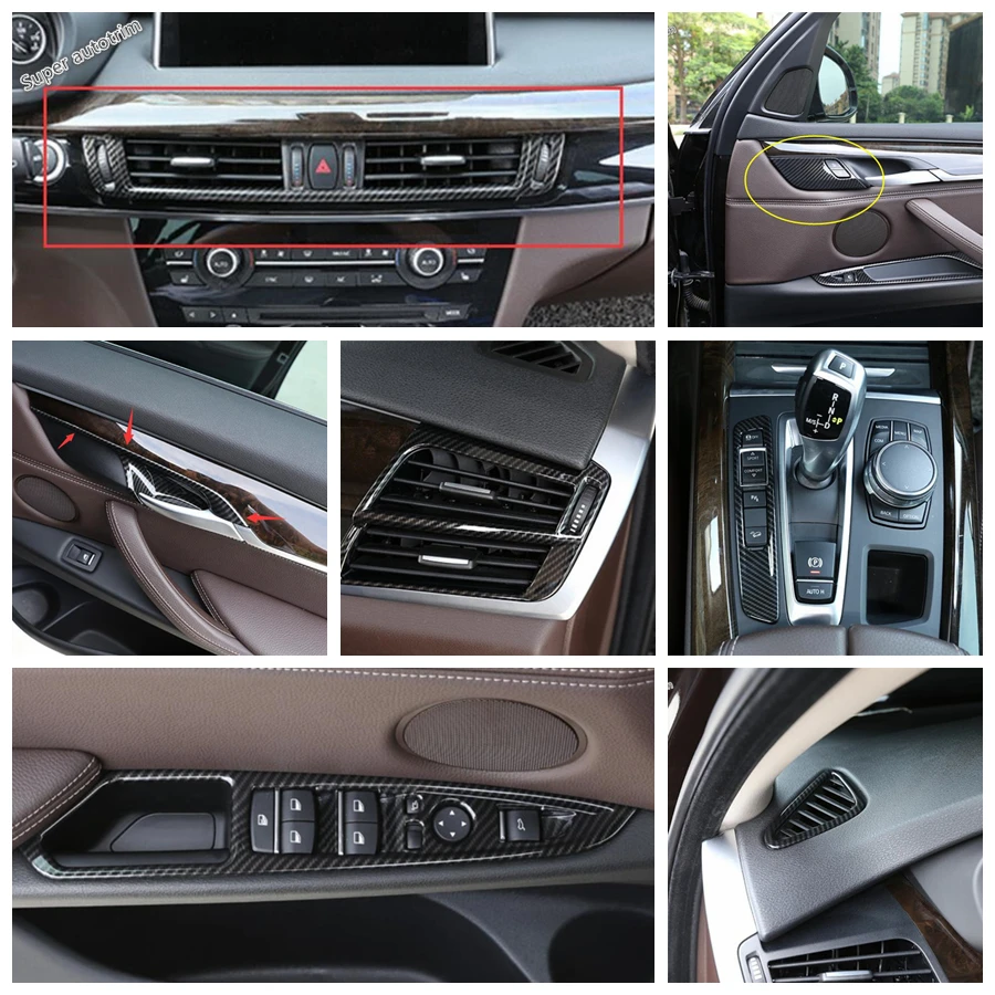 

Stalls Gear Shift Box / Safety lock Switch / Armrest Window Lift / AC Cover Trim For BMW X5 F15 2014 - 2017 / X6 F16 2015 - 2018
