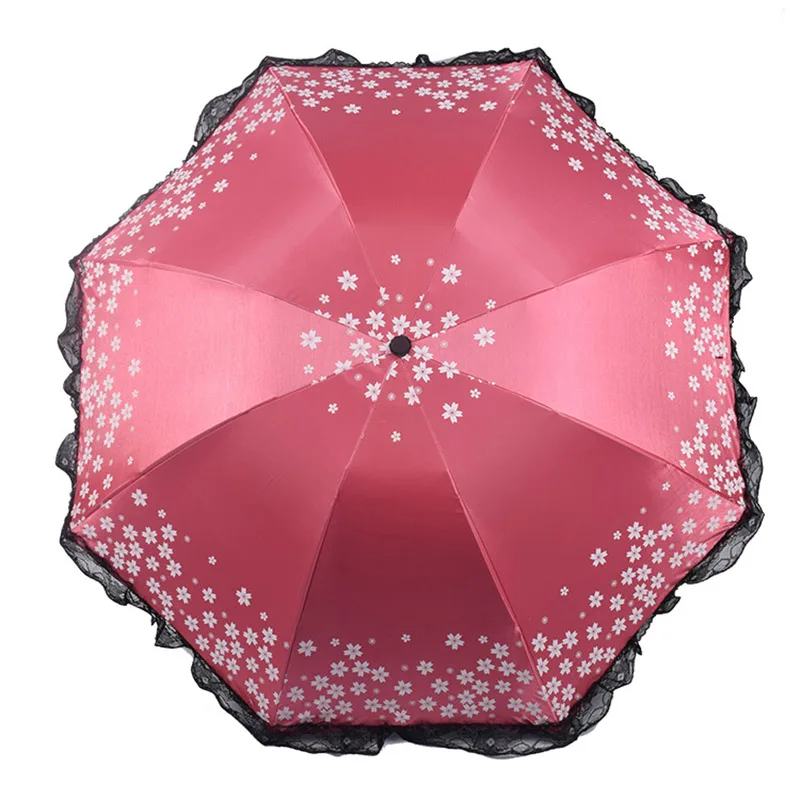 Изысканный полный затемненный цветной зонтик, кружевной зонтик для дождя, женские модные дугообразные Зонты принцессы, женский зонтик, подарок - Цвет: 01