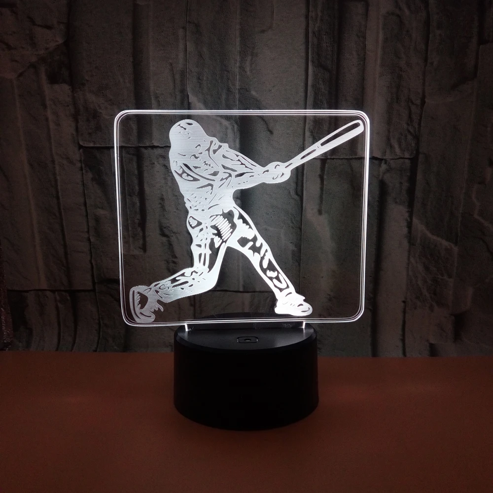 

Baseball Series 3D Lamp Multicolor Changing Nightlight Home Decoration Holiday Birthday Gifts For Kids Boys Usb Charging