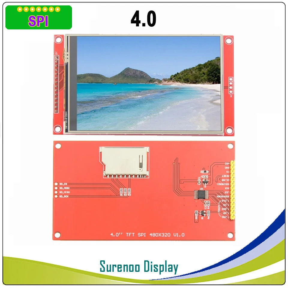 SPI TFT LCD Display 4 Inch Aanraakscherm - ILI9488 Driver Module 480x320 Resolutie Met 14 Pins Aansluiting