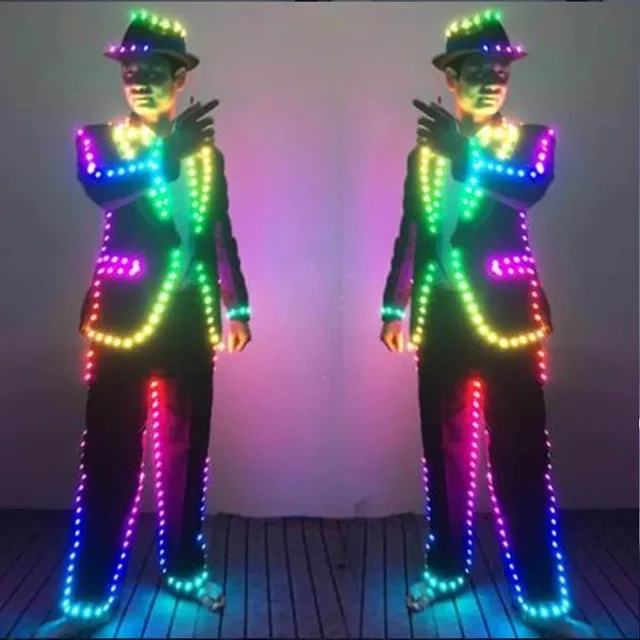 Colorful LED Suit For Dance Performace LED Stage Clothes Luminous