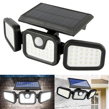 

Outdoor LED Solar Light Motion Sensor Light 70 Bulbs Three Heads Rotatable Solar Induction Lamp Waterproof Wall Security Lamp
