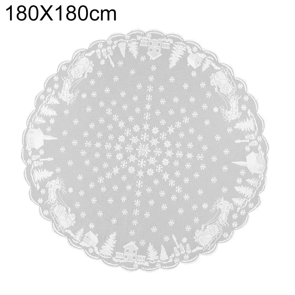 1 pc Delicate Snowflake Elk Santa Claus Snowman Lace Tablecloth Table Cover Christmas Decor For Christmas Wedding Event Hotel - Цвет: Round 180cm