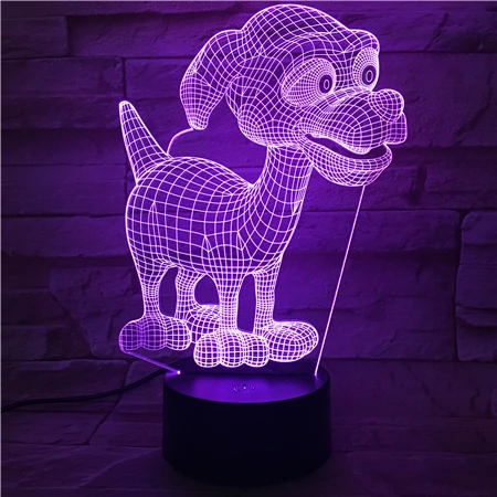 Щенок собака светодиодный 3d-ночник лампа Baby подарок ночная лампа USB или Батарея питание украшения для офиса светодиодные лампы 7/16 видов цветов 3D-510