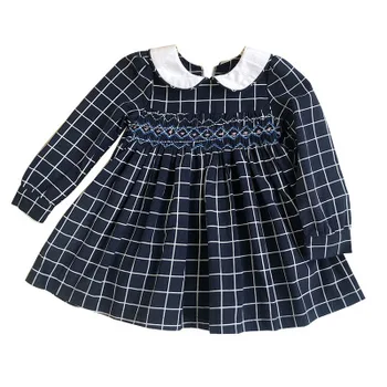 

Baby Girl Plaid Embroidered Vintage Western Clothes Lovely Girls Kids Child Ruffles Corduroy Party Fashion Dresses
