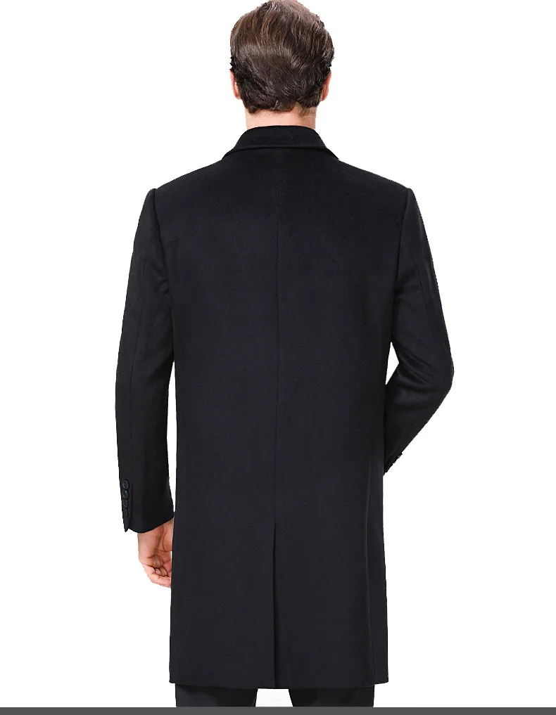 Long Wool Coat Men Winter New Thick Warm Casual Blends Woolen Cashmere Overcoats Men Slim Fit Windbreaker Long Trench Coat
