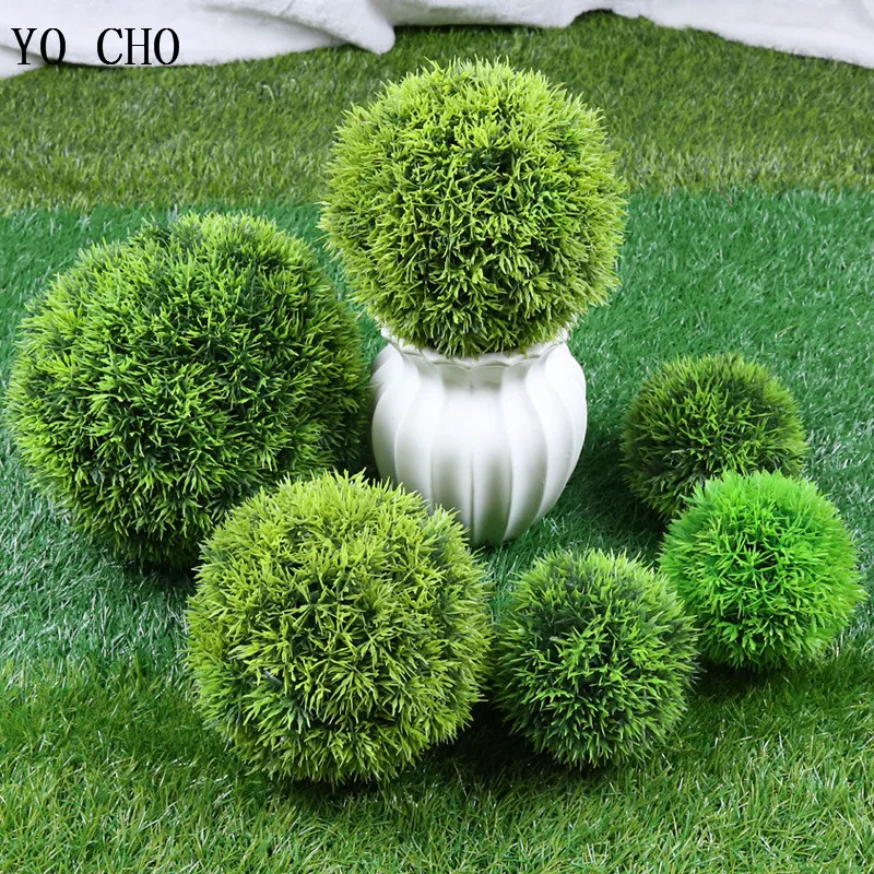 Topiary Balls Artificial Plastic Green Grass Hanging Decors Plant Garden N9B2 