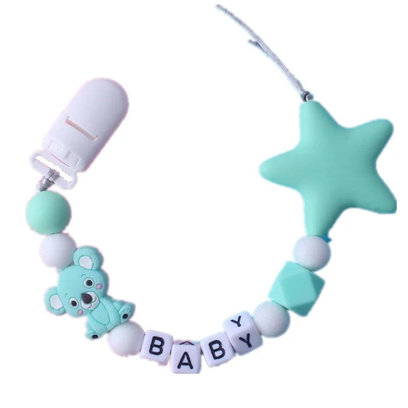 Personalized Name Baby Pacifier Clips Silicone Pacifier Chain Koala