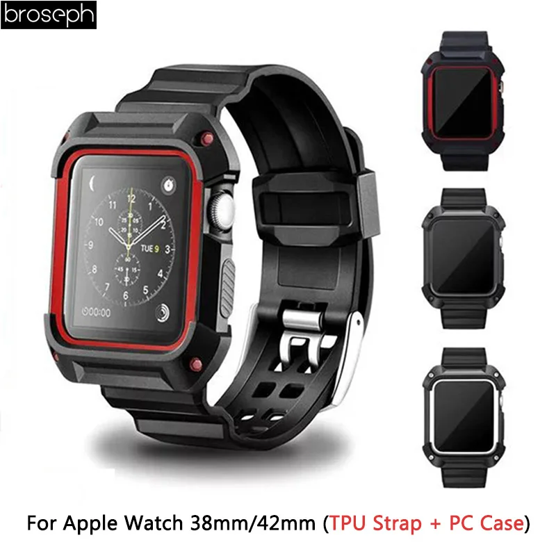 

Strap for Apple Watch Band 38mm 42mm Sport Silicone Watch Band Belt Bracelet Correa for iWatch 3 2 1 PC Case Accessories