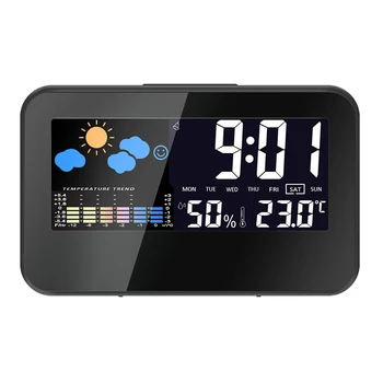 

Electric Desktop Clock Alarm Colorful LCD Screen Sound Control Backlight Digital Clock Date Time Calendar