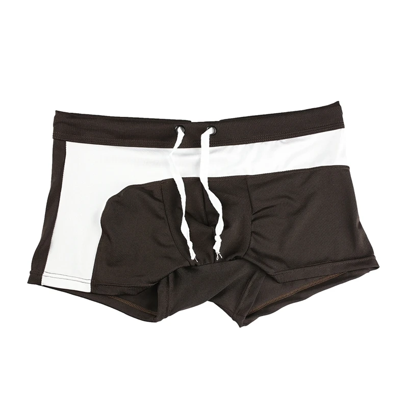 Мужские сексуальные трусы Briefs купальная одежда для бега пляжное нижнее белье трусы плавки быстросохнущие мужские плавки - Цвет: Коричневый