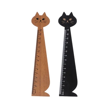 

2pcs Wooden Cat Straight Ruler Kawaii Korean Office School Kitten Cartoon Drawing Gift