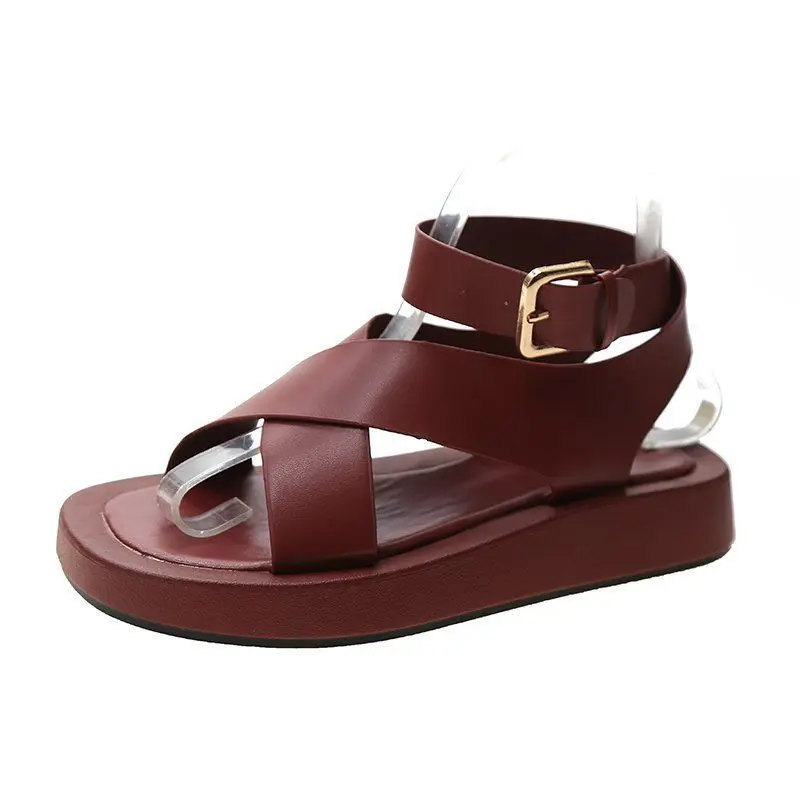 INS HOT Women's Sandals 2021 Summer Solid Color Comfortable Female Beach Shoes Chunky Sandals For Woman Non-Slip Shoe
