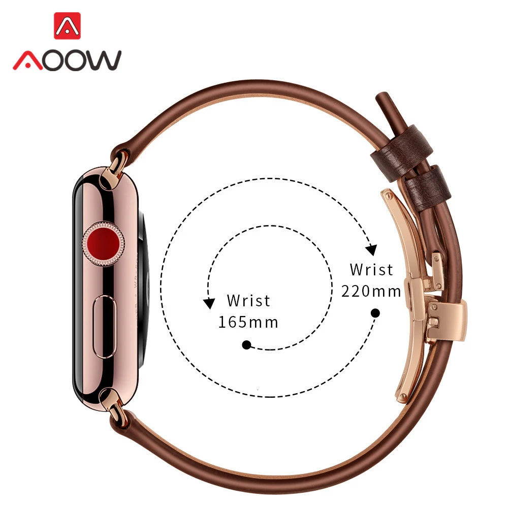 Ремешок из натуральной кожи для часов Apple Watch iwatch 4 40 мм 44 мм 38 мм 42 мм браслет с застежкой-бабочкой ремешок для iwatch 3 2 1