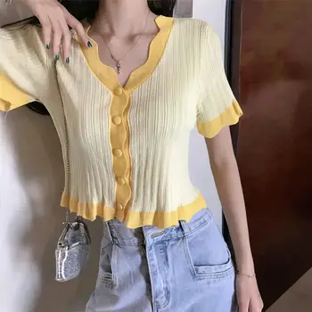 

Make firm offers web celebrity ice silk knit female short-sleeved summer loose v-neck brief paragraph coat