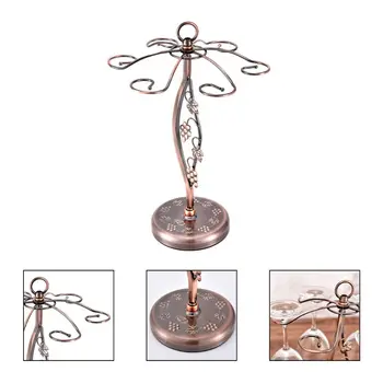 

Bronze Metal Freestanding Tabletop Stemware Storage Rack/Wine Glass Cup Holder with 6 Hooks Dropship