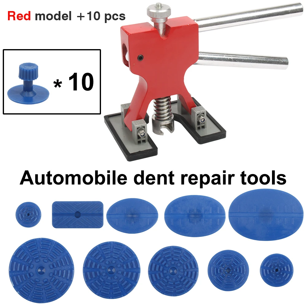 Инструменты для ремонта вмятин на автомобиле набор деревообрабатывающих инструментов Dent Lifter Наборы инструментов практичное оборудование ремонт автомобилей Съемник вкладки град удаление - Цвет: Red and 10 pcs