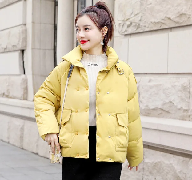 

Down Coat Women's Short INS Cotton-padded Clothes Dongdaemun Hong Kong Style Korean-style BF Thick Large Size Workwear Cotton Co