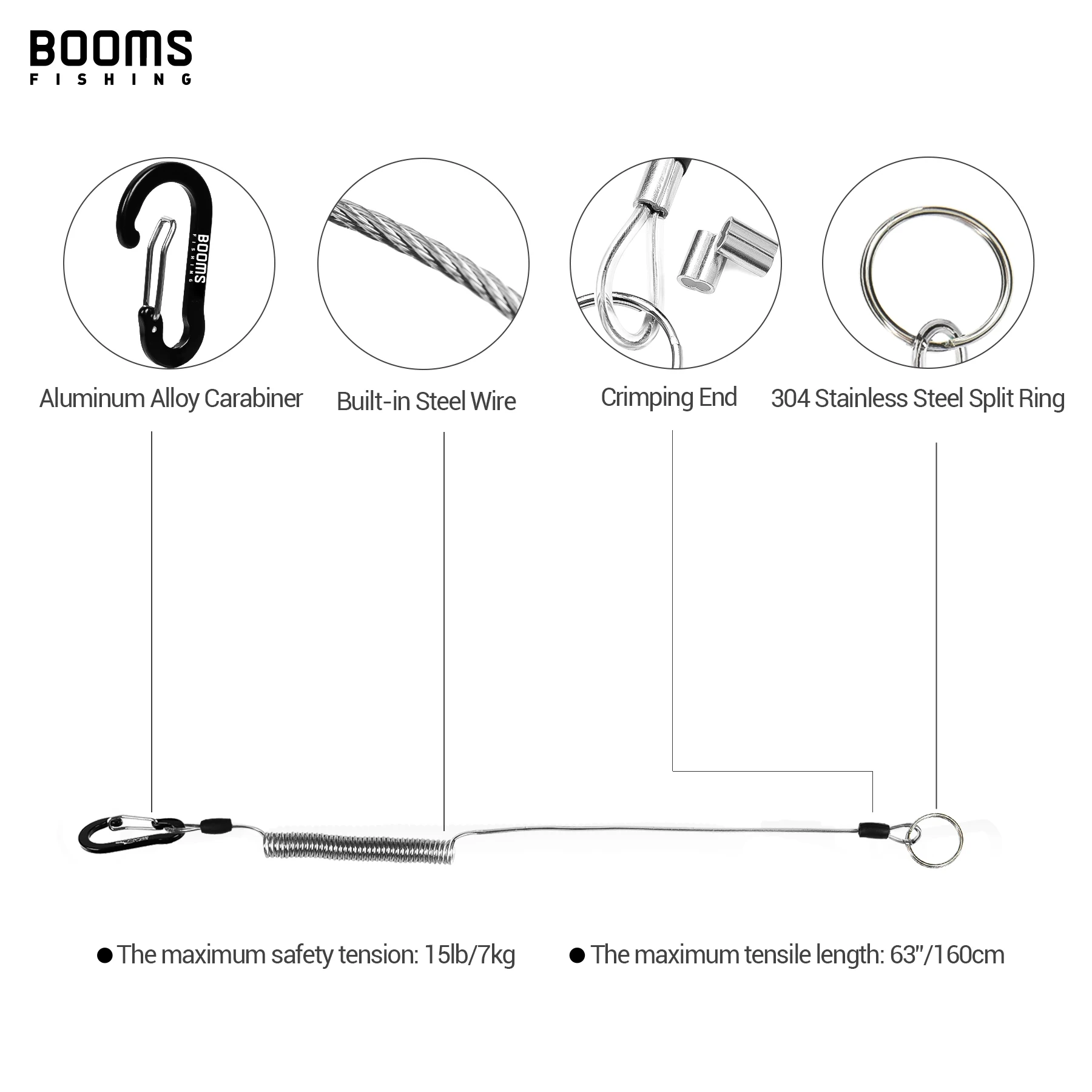 Booms Fishing T01 2m Coiled Lanyards