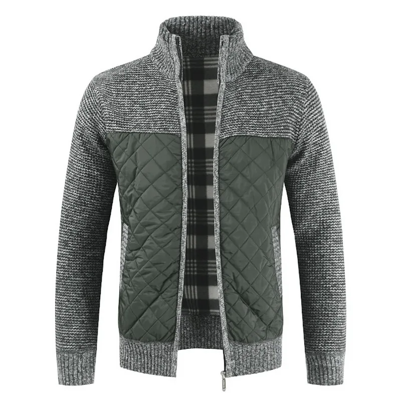 Zip Up Men Sweater Jacket Stand Collar Knitted Sweater Coat Autumn Men Clothing Vintage Knitwear Tops Patchwork Sweater Cardigan Zip Up Men Sweater Jacket Stand Collar Knitted Sweater Coat Autumn Men Clothing Vintage Knitwear Tops Patchwork Sweater Cardigan