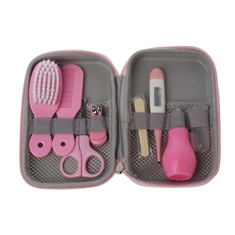 8Pcs/Set Newborn Baby Kids Nail Hair Health Care Thermometer Grooming Brush Kit DXAD