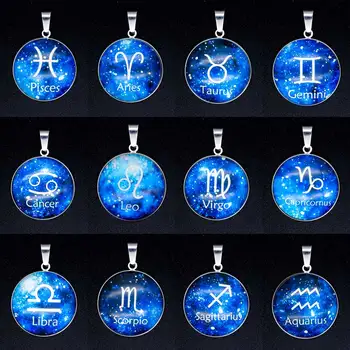

3pcs/lot Photo Glass Zodiac 12 Constellation Charm Pendants Wholesale DIY Jewelry Making Pendant for Necklace