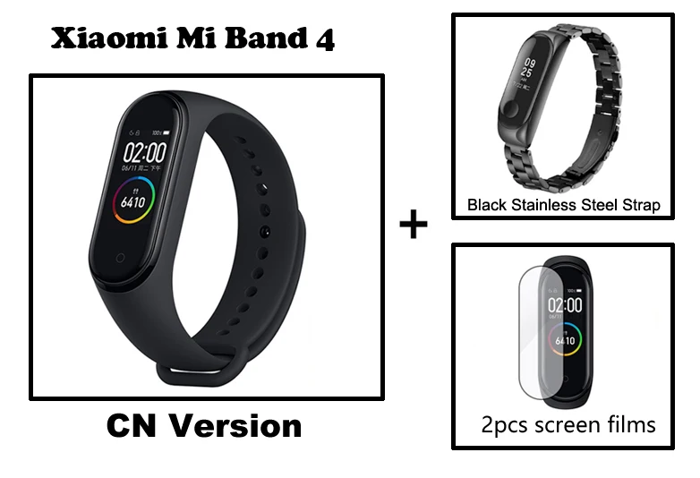 Черная пятница Xiaomi Mi-браслет 4 смарт-браслет Bluetooth 5,0 0,95 дюймов AMOLED экран пульсометр фитнес водонепроницаемый 135 мАч - Цвет: CN add Steel StrapBS