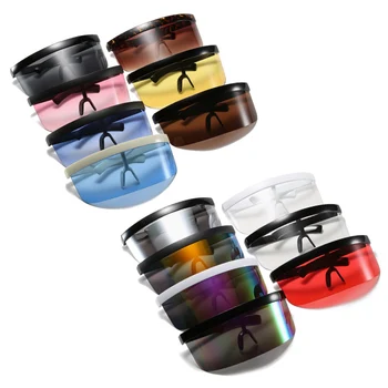 

SO$EI Oversized One Piece Windproof Goggle Outdoor Sports Driving Men Sunglasses Semi-rimless Big Shades Women Sun Glasses UV400