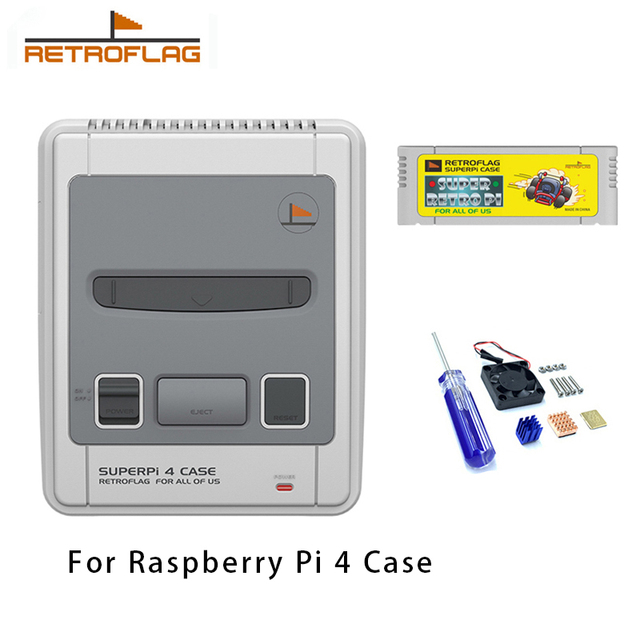 SUPERPi CASE-J NESPi Case for Raspberry Pi 3B Plus (3B+)/ Raspberry Pi4 Safe Shutdown and Safe Reset Game Case