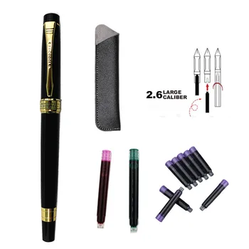 

Luxury Brand Golden Fountain Pen Medium 0.5MM Nib School Office Name Ink Pens Gift Stationery