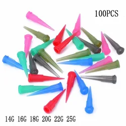Ensemble d'aiguilles et de pointes de distribution, assortiment d'aiguilles et de pointes coniques en plastique, 14 25G, 100 pièces 