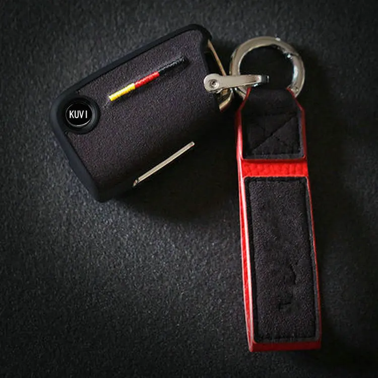 black-keychain 2 ТПУ замшевый чехол для ключа автомобиля для VW Polo Golf 7 Tiguan для Skoda Octavia Kodiaq Karoq для сиденья Ateca Leon Ibiza - Название цвета: black-keychain 2