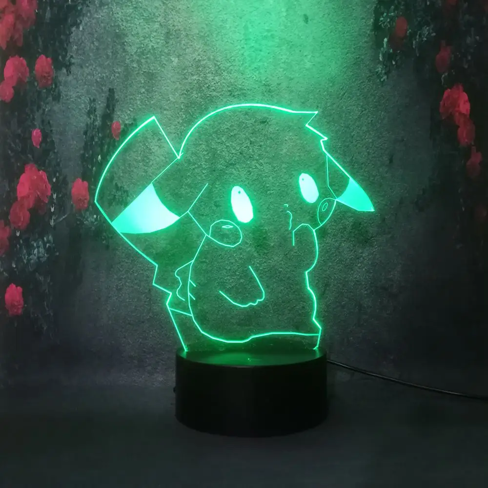 3D мечта девушка как мультфильм Милый Пикачу ночник RGB зарядка Plug прикроватная настольная лампа для сна ребенка освещение ребенок подарок на день рождения