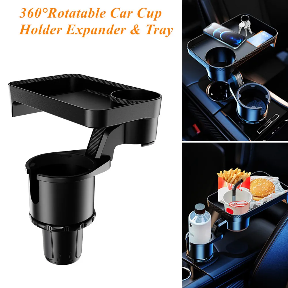 Multifunctional Car Cup Holder with Attachable Tray 360° Swivel Adjustable Food Eating Table for Holders Expander | Автомобили и