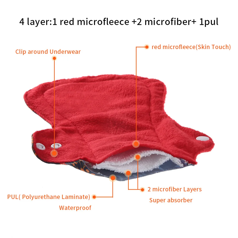 [simfamily] 10pcs organic Bamboo washable Hygiene menstrual pads Heavy flow sanitary pads lady cloth pad reusable